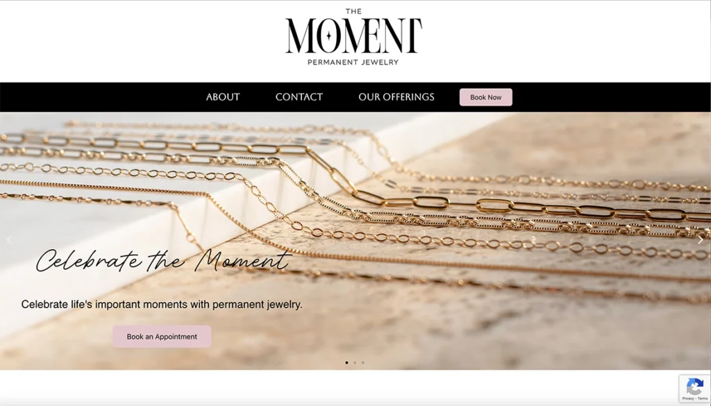The Moment Permanent Jewelry website